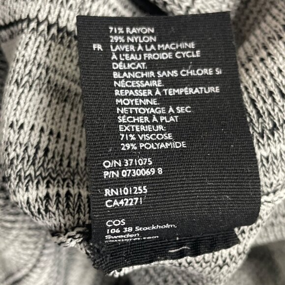 COS Womens Gray & Black Striped Rayon/Nylon Midi Skirt Stretchy Waist - Picture 5 of 6